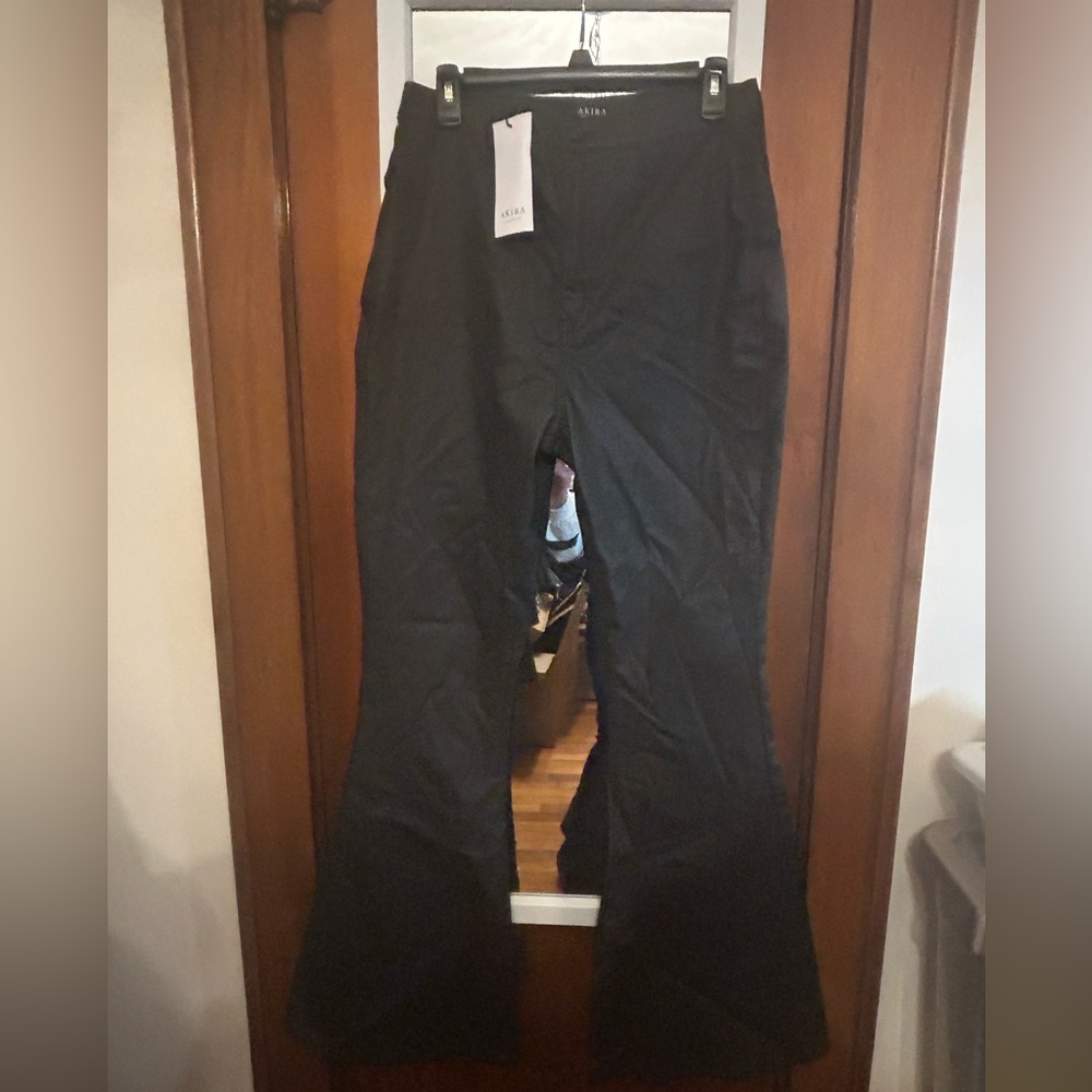 NWT AKIRA Black pleather  Flared Pants